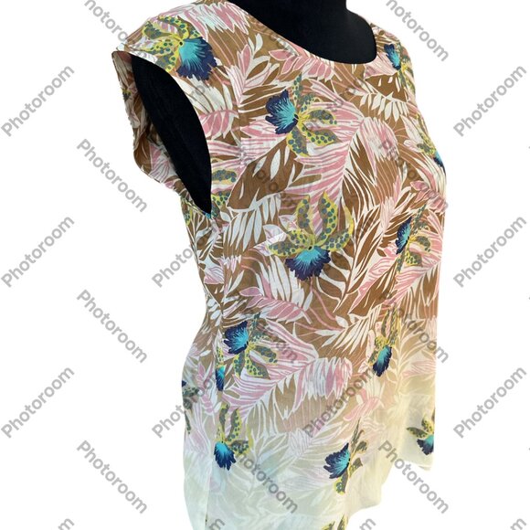 CAbi Medium Tropical Orchid #5216 Floral Blouse - Picture 2 of 5